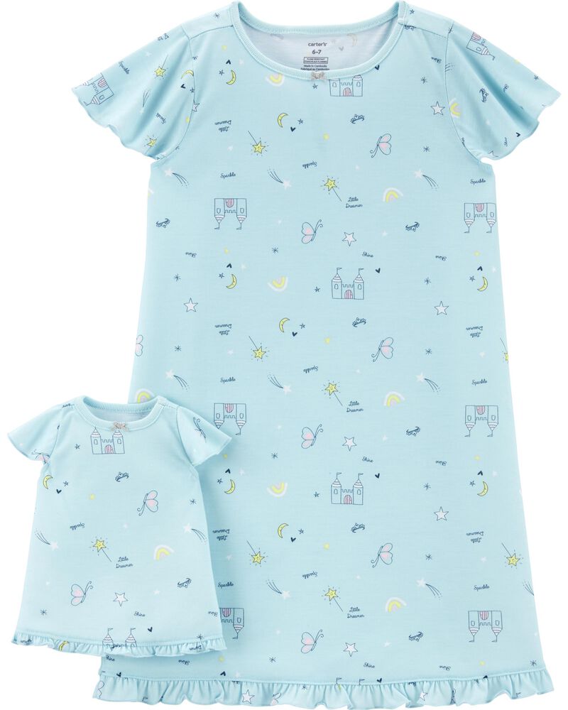 NEW CARTERS LITTLE GIRLS NIGHT GOWN BLUE PINK OR GREEN SIZE 2//3 2T 3T 4T